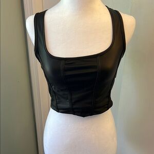 Black Faux Leather Crop Top